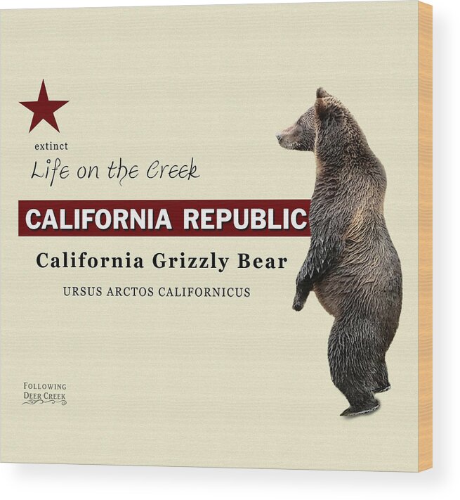  Wood Print featuring the digital art California Grizzly by Lisa Redfern