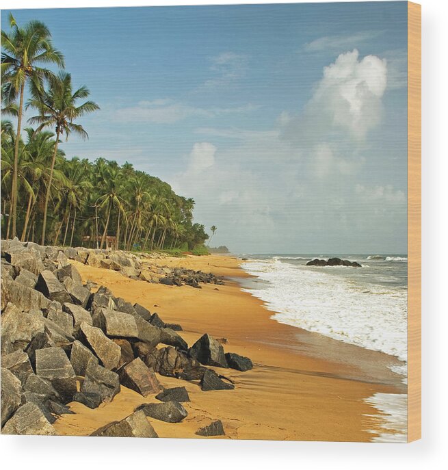 Scenics Wood Print featuring the photograph Chembarika Beach, Kasargod by Rajesh Vijayarajan Photography