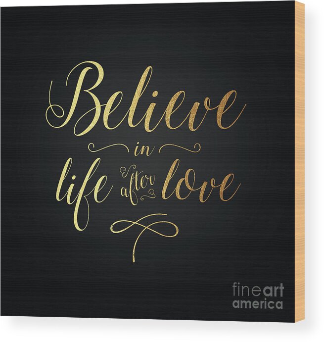 Cher Wood Print featuring the digital art Cher - Believe Gold Foil by Cher Style