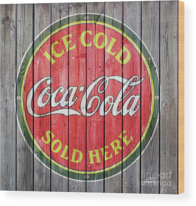 Coca Cola Wood Print featuring the digital art Coca Cola Barn Wood Sign 2 by CAC Graphics