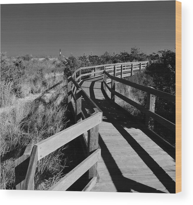 Lighthouse Wood Print featuring the photograph Going to the Lighthouse black and white by Stacie Siemsen