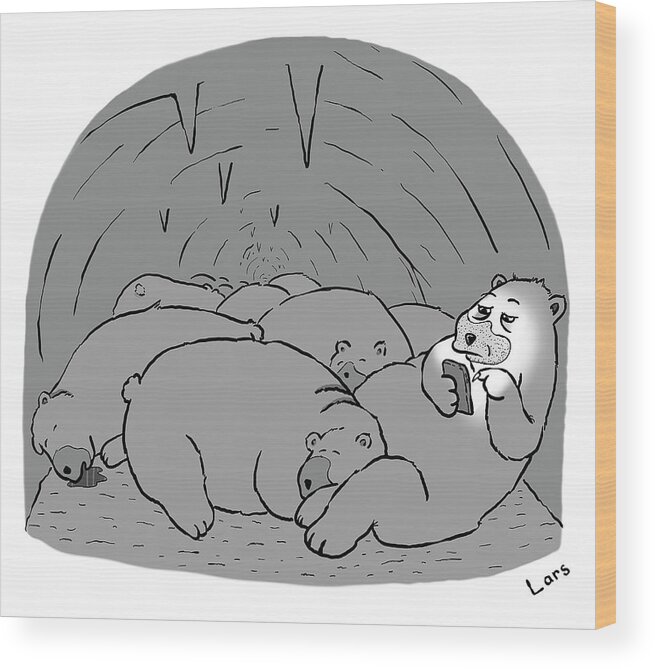 Bear Wood Print featuring the drawing Hibernation by Lars Kenseth