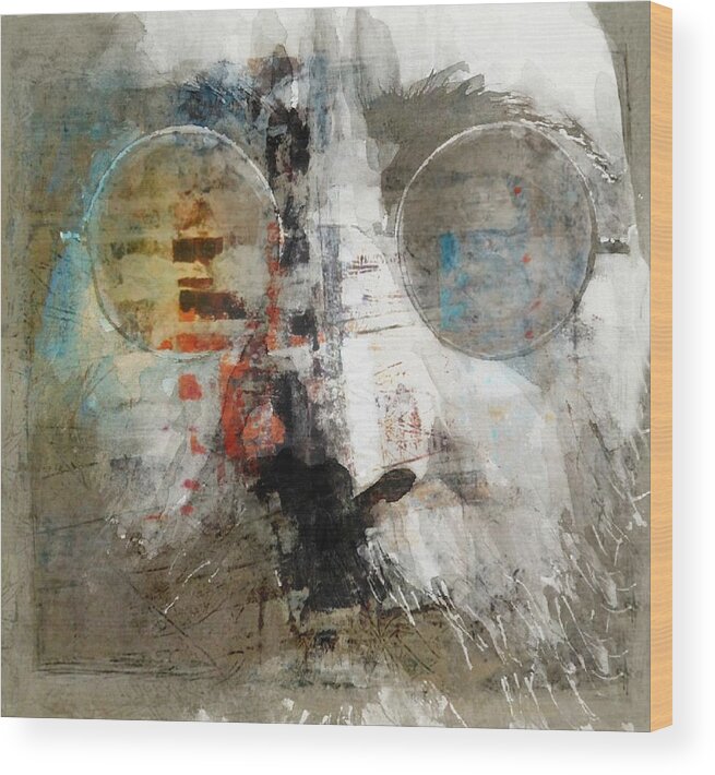 John Lennon Wood Print featuring the mixed media John Lennon - Out The Blue by Paul Lovering