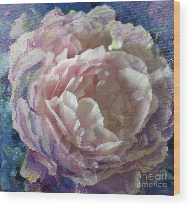 Peony Wood Print featuring the painting Peony -Transparent Petals by Ryn Shell