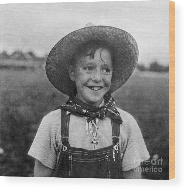 Child Wood Print featuring the photograph Portrait Of Boy 8-9 Smiling by Bettmann