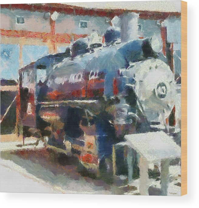Steam Locomotive Wood Print featuring the mixed media Steam Switcher Locomotive by Christopher Reed