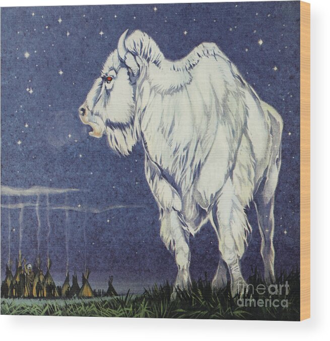 Star Wood Print featuring the painting The White Buffalo by Angus McBride