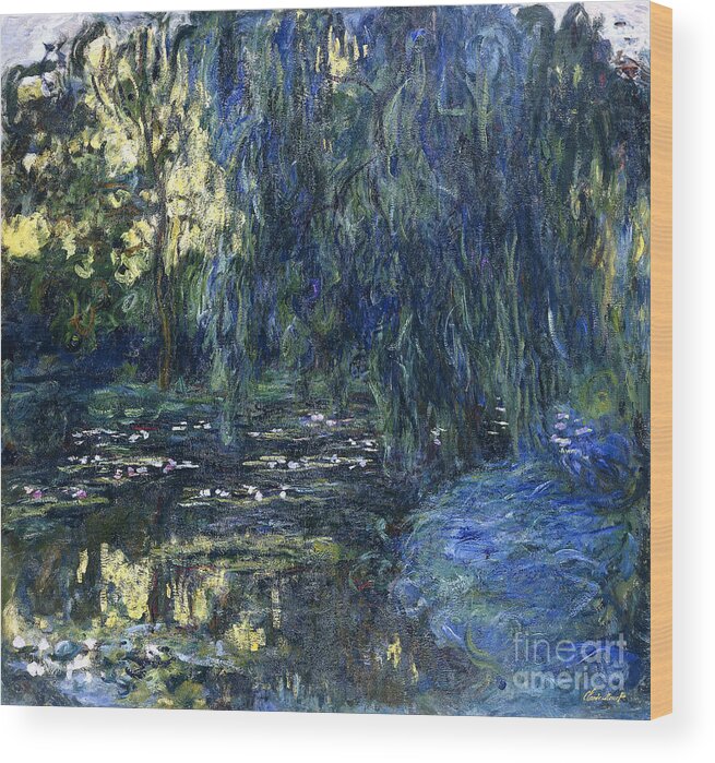 Tree Wood Print featuring the painting View Of The Lilypond With Willow, C.1917-1919 by Claude Monet