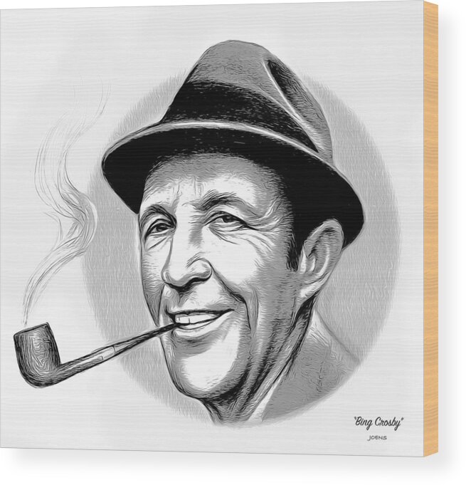 Bing Crosby Wood Print featuring the mixed media Bing #1 by Greg Joens