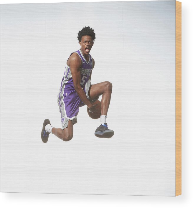 Nba Pro Basketball Wood Print featuring the photograph De'aaron Fox by Nathaniel S. Butler