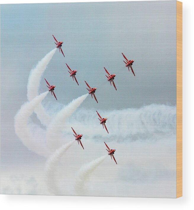 2017 Wood Print featuring the photograph The Red Arrows #4 by Gordon James