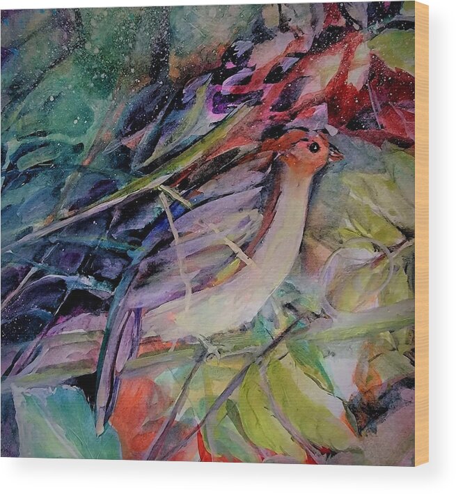 Birds Wood Print featuring the painting A Swarm Of Aves by Lisa Kaiser