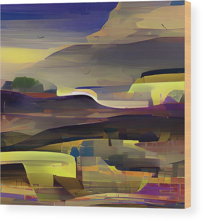 Fine Art Wood Print featuring the digital art Abstract Landscape 0622 by David Lane