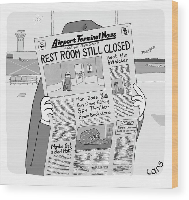 Captionless Wood Print featuring the drawing Airport Terminal News by Lars Kenseth