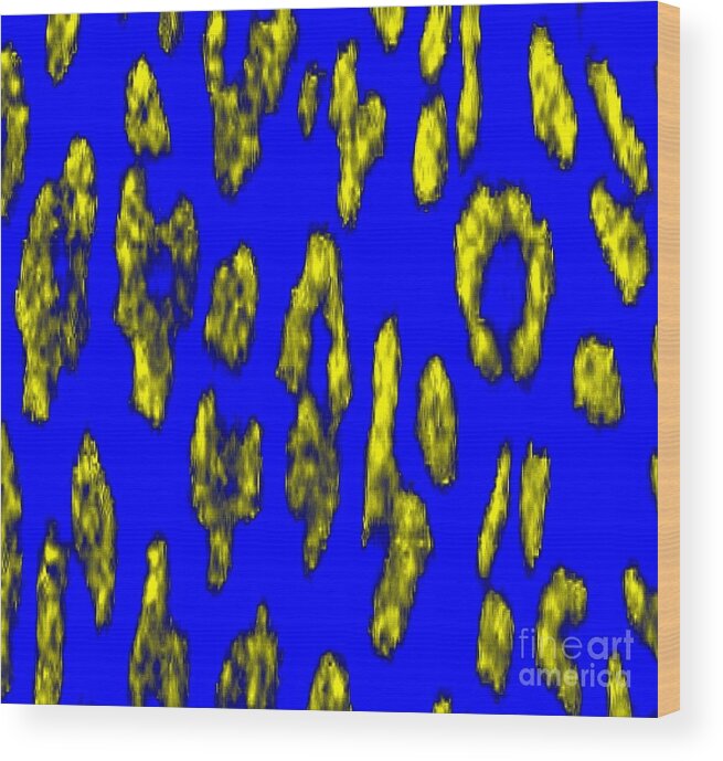 Blue Wood Print featuring the digital art Blue And Gold Cheetah by Kari Myres