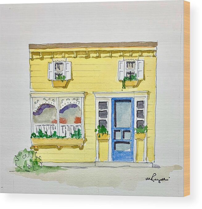 Watercolor Wood Print featuring the painting Cape May Cafe by William Renzulli