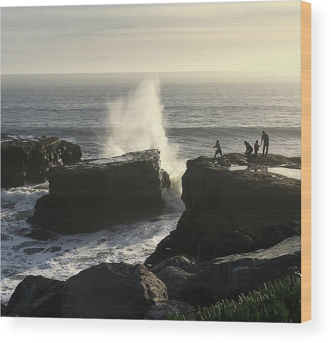 Jennifer Kane Webb Wood Print featuring the photograph Fishing Over West Cliff by Jennifer Kane Webb