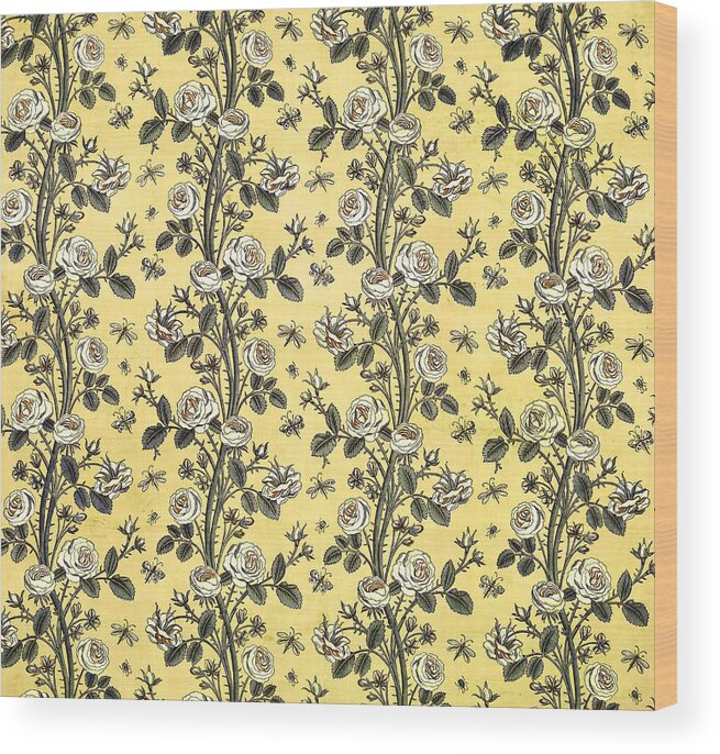 Abstract Wood Print featuring the photograph Flower Floral Fabric Vintage Gift Pattern #14 by John Williams