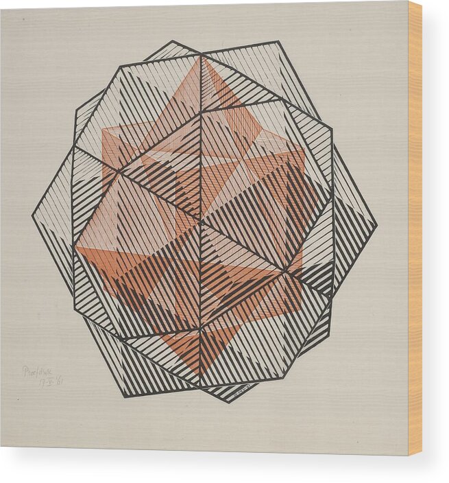 Geometric Wood Print featuring the painting Four Regular Solids by MotionAge Designs