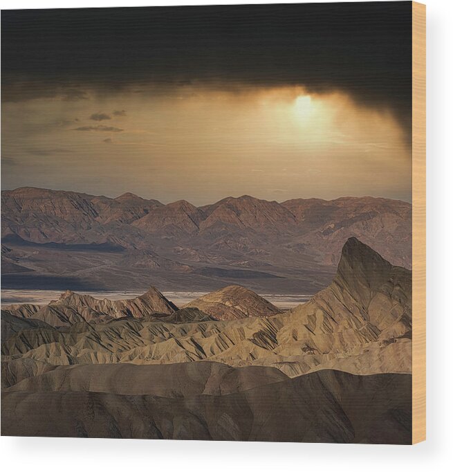 Landscape Wood Print featuring the photograph Golden Desert Storm by Romeo Victor