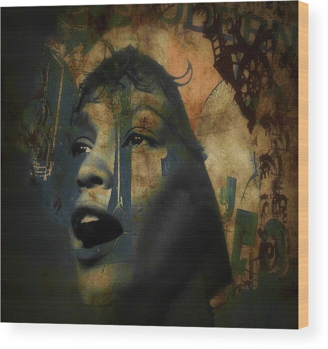Whitney Houston Wood Print featuring the digital art Greatest Love of All by Paul Lovering