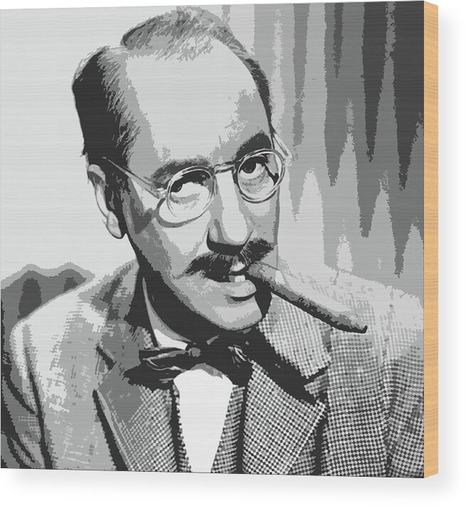 American Wood Print featuring the digital art Groucho Marx by Roy Pedersen