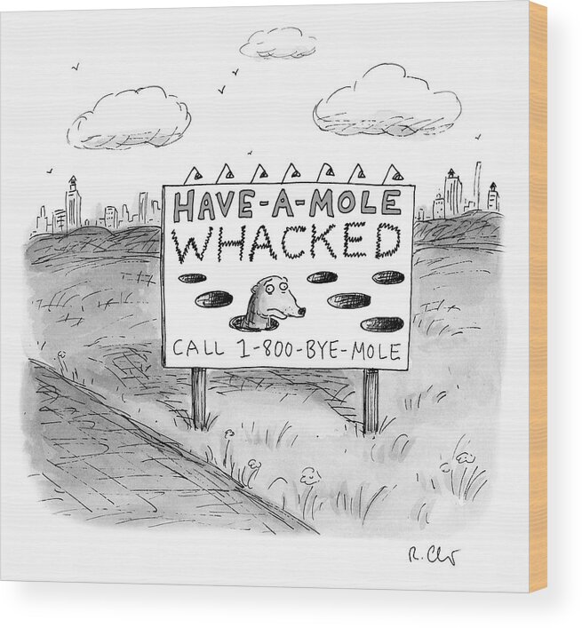 Captionless Wood Print featuring the drawing Have a Mole Whacked by Roz Chast