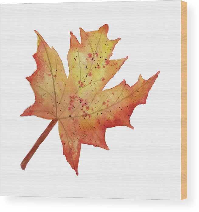 Maple Leaf Wood Print featuring the painting Maple Leaf by Lisa Neuman