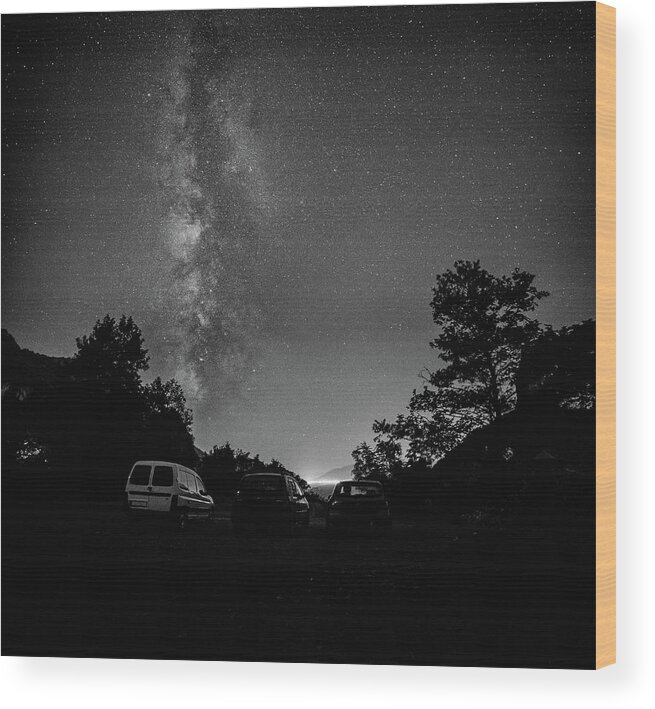 Black And White Wood Print featuring the photograph Night on earth 20 by George Vlachos