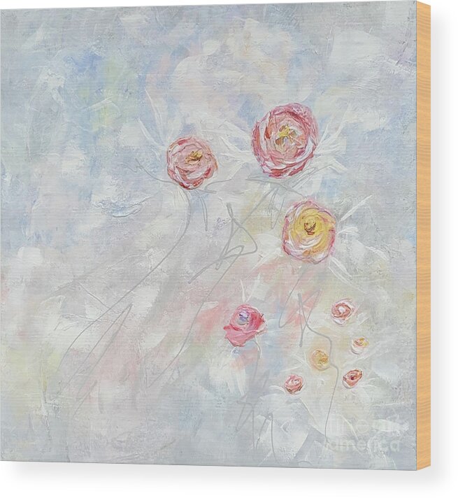 Floral Wood Print featuring the painting Quiet Moments 2 by Cheryl Rhodes