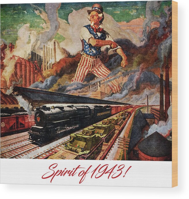 Spirit Of 1943 Wood Print featuring the painting Spirit of 1943 - Vintage Steam Locomotive - Advertising Poster by Studio Grafiikka