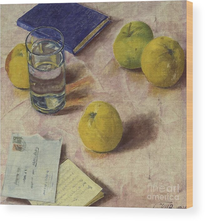 1930s Wood Print featuring the painting Still life with fruit AKG1947933 by Kuzma Petrov-Vodkin