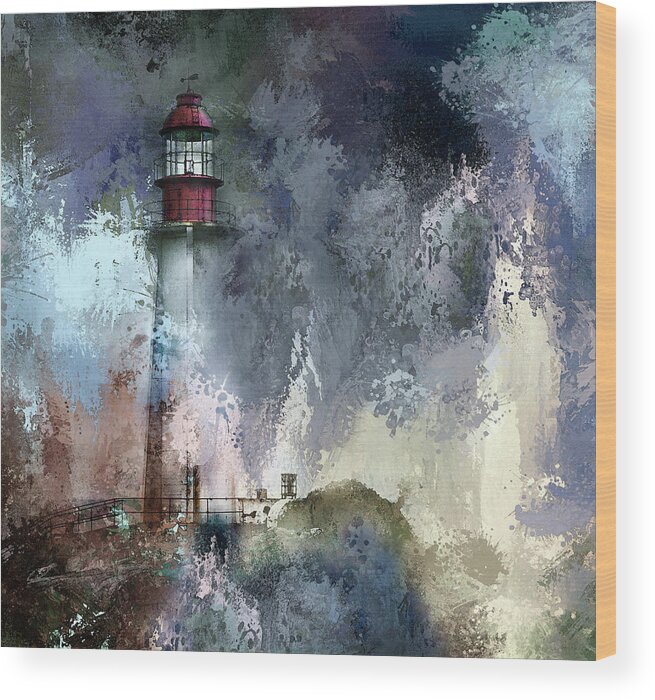 Lighthouse Wood Print featuring the photograph Storm At Point Atkinson Lighthouse by Theresa Tahara