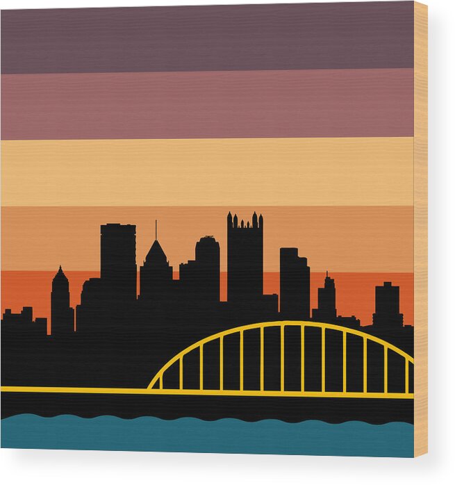  Wood Print featuring the digital art Sunset Series Three by Pittsburgh Clothing Co