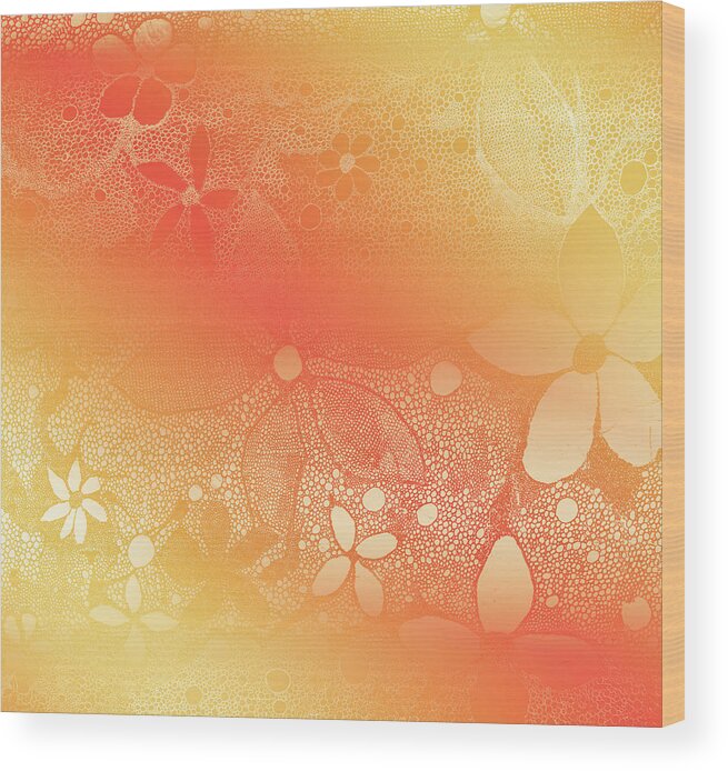 Sun Wood Print featuring the mixed media Sunshine Flowers In Lace by Melinda Firestone-White