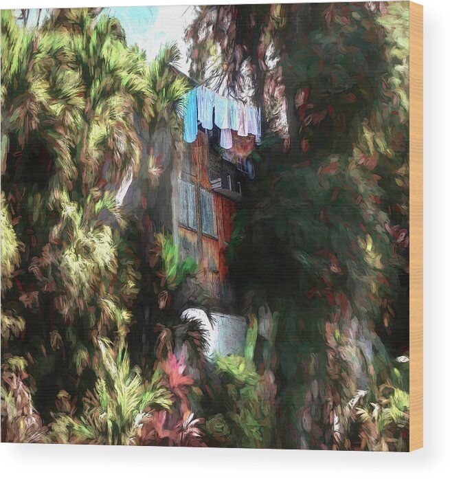 Nature Wood Print featuring the photograph Treehouse Washline in Dominica by Wayne King