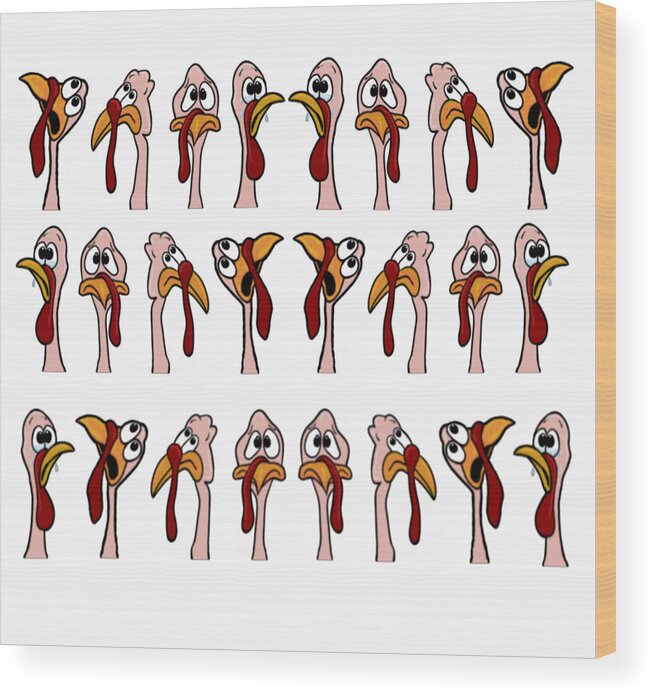 Turkey Wood Print featuring the mixed media Turkey Toon Facemask Design by Judy Cuddehe
