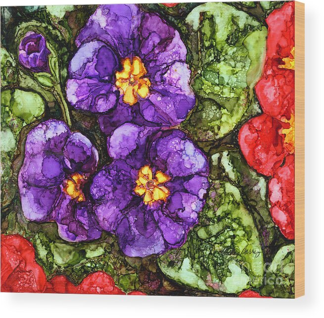 Primroses Wood Print featuring the painting Primroses II #1 by Vicki Baun Barry