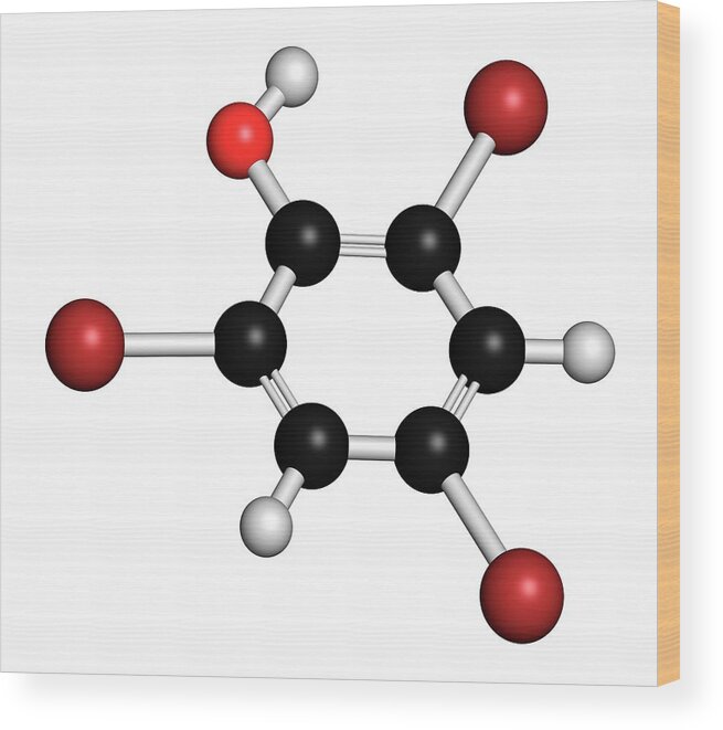 Tribromophenol Wood Print featuring the photograph Tribromophenol Molecule #1 by Molekuul/science Photo Library