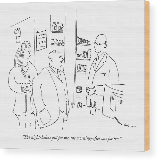 Medical Relationships Sex

(couple Talking To Pharmacist.) 120856 Msh Michael Shaw

Night Before Morning After Wood Print featuring the drawing The Night-before Pill by Michael Shaw