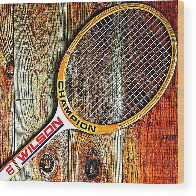 Tennis Wood Print featuring the photograph 70s Champion by Benjamin Yeager