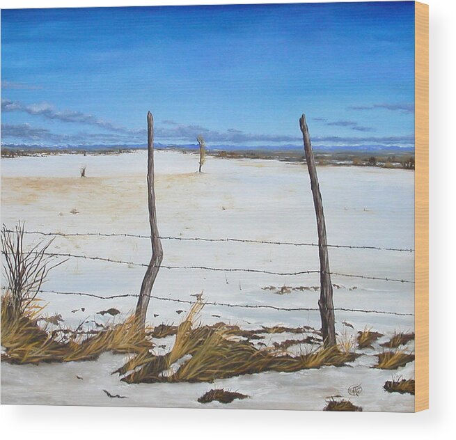 Drive Wood Print featuring the painting A Desert Winter by Jessica Tookey