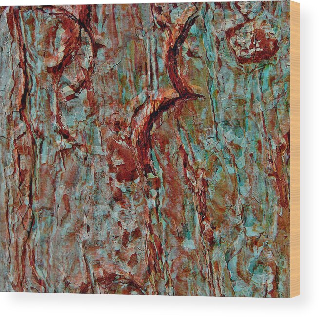 Tree Wood Print featuring the digital art Bark Layered by Stephanie Grant