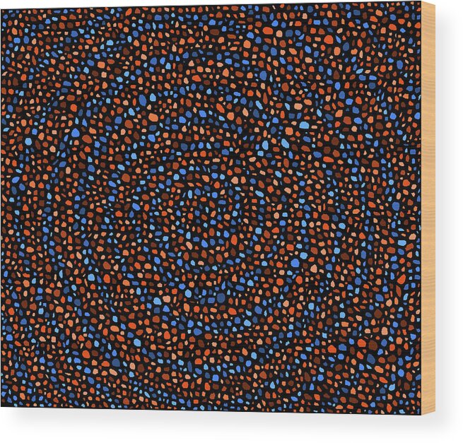 Blue Wood Print featuring the digital art Blue and Orange Circles by Janice Dunbar