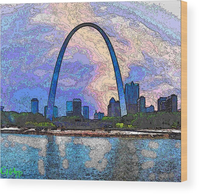 St. Louis Wood Print featuring the photograph Bright St Louis Riverfront by C H Apperson