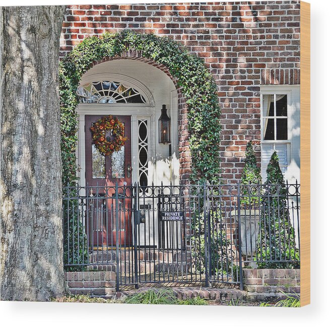 Charleston Wood Print featuring the photograph Charleston Doorway by Linda Brown