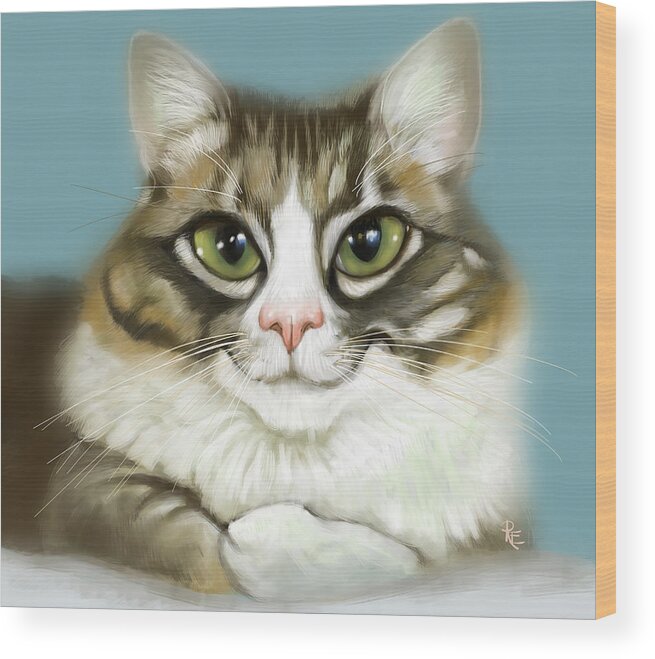 Cat Wood Print featuring the painting Cheeky Cat by Arie Van der Wijst