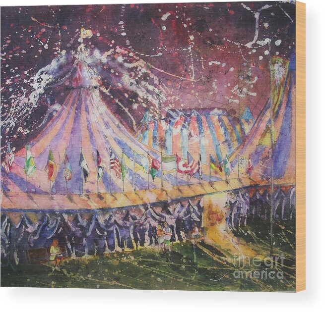 Circus Wood Print featuring the painting Cirque Magic by Carol Losinski Naylor