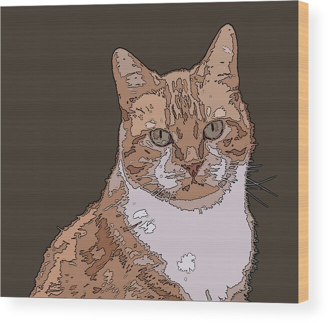 Cats Wood Print featuring the digital art Cleo by Deborah Runham