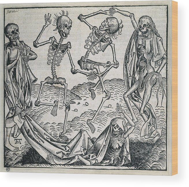 Horizontal Wood Print featuring the photograph Danse Macabre Or Dance Of Death 1493 by Everett